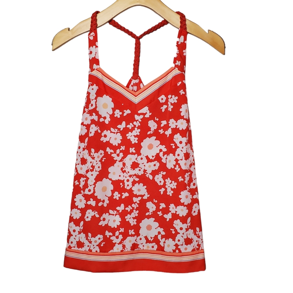 Lauren Conrad | Floral Tank Top | Halter Red White Flowy | XS